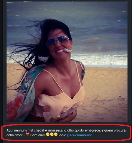 Publicação de Graciele Lacerda no Instagram