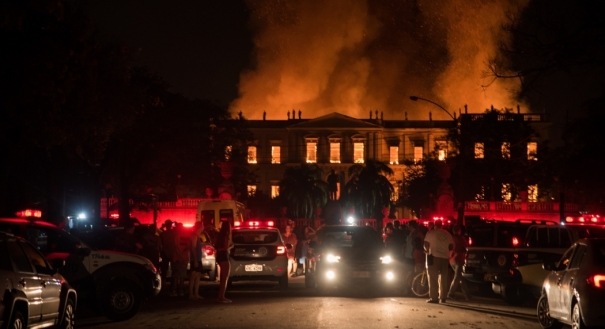 Rio de Janeiro (RJ), 02/09/2018: Incendio Museu Nacional - Imagens do incendio de grandes proporcoes que destrui o Museu Nacional na Quinta da Boa Vista em Sao Cristovao na cidade do Rio de Janeiro (RJ), na noite desse domingo (02). (Foto: Erick Dau / A7 Press).
