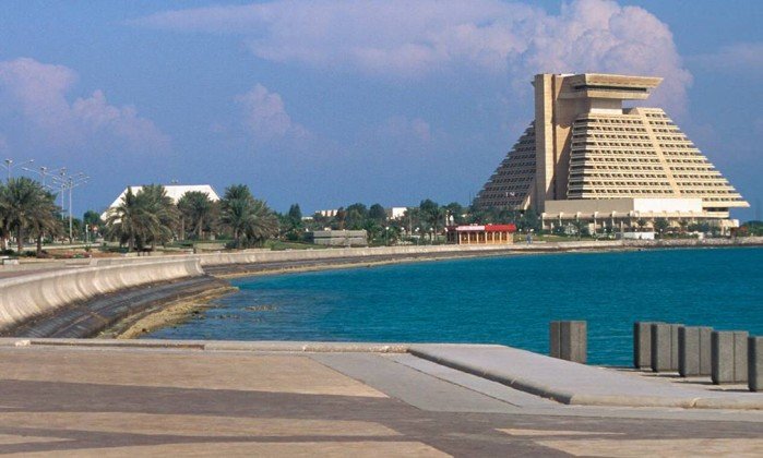Corniche, o calçadão à beira-mar de Doha, a capital do Qatar. Crédito: Divulgação