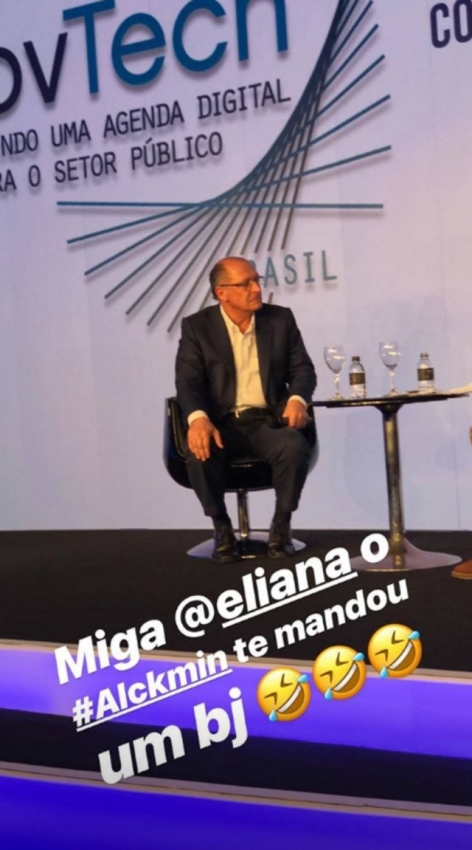 Angélica se divertiu com a gafe cometida por Geraldo Alckmin e mandou recado para Eliana . Crédito: Reprodução/Instagram @angelicaksy
