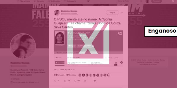 Vice de Boulos, Sonia Guajajara usa nome indígena com amparo da legislação. Crédito: Reprodução