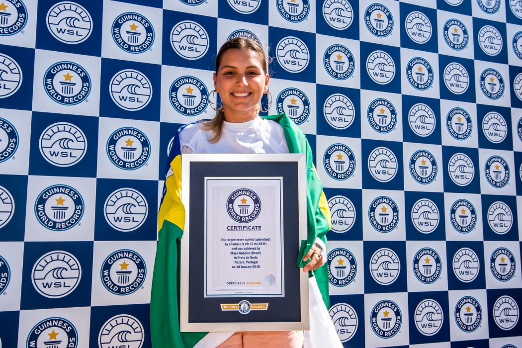 A surfista de ondas gigantes Maya Gabeira. Crédito: WSL/Divulgação
