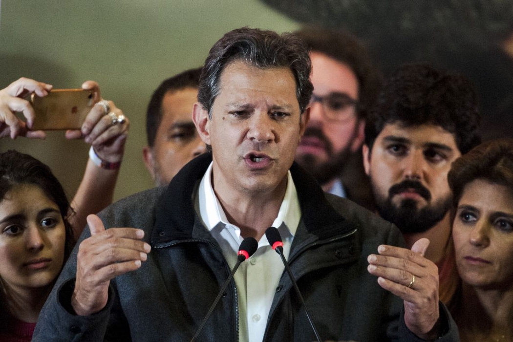O candidato à Presidência da República, Fernando Haddad, durante declaração após resultado do primeiro turno das eleições. Crédito: Marcelo Camargo/Agência Brasil
