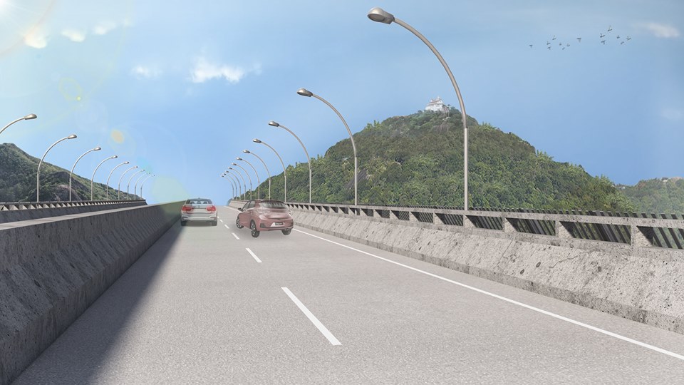 Terceira Ponte com nova proposta de barreira de proteção. Crédito: Divulgação/ANGATU