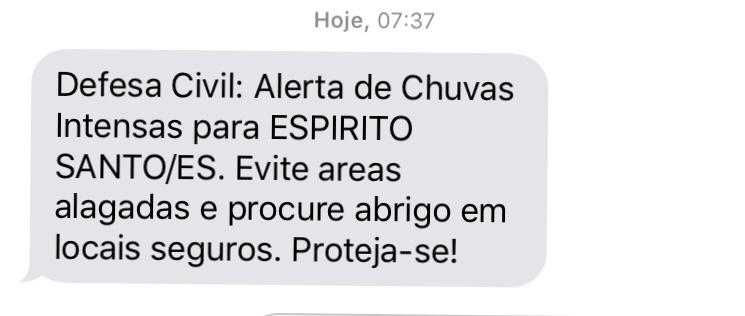 Aviso meteorológico da Defesa Civil. Crédito: Reprodução