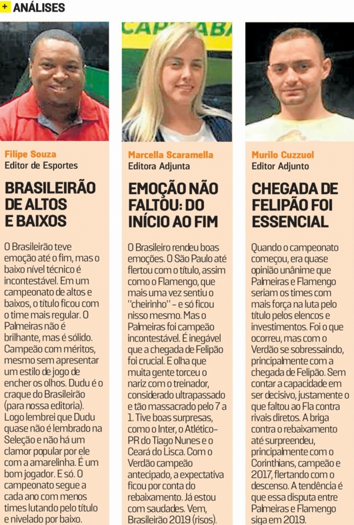 Análises do Brasileirão. Crédito: AGazeta