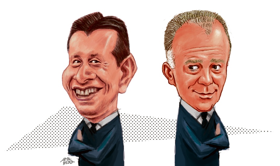 Caricaturas de Casagrande e Assumção. Crédito: Amarildo