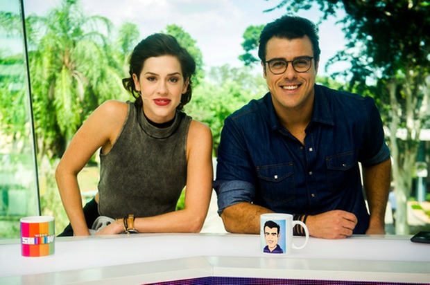 Apresentadores do Vídeo Show: Sophia Abrahão e Joaquim Lopes. Crédito: Divulgação/TV Globo