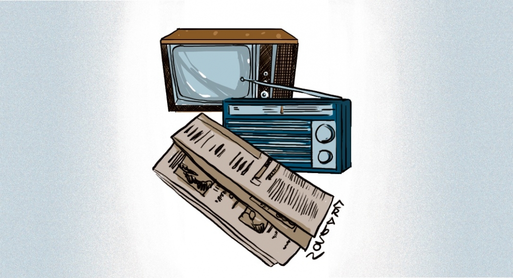 Rádio, TV e Jornal Impresso através do tempo. Crédito: Arabson
