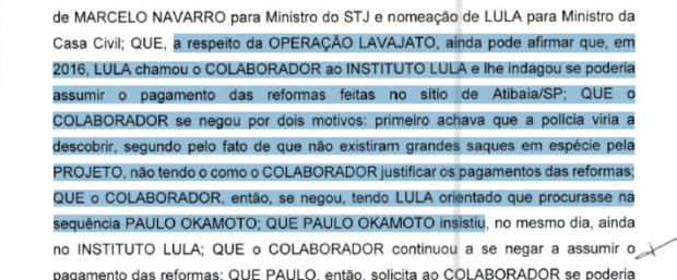 Depoimento. Crédito: Reprodução
