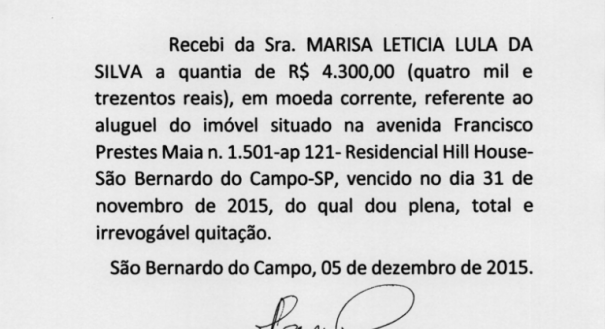 Recibo do ex-presidente Lula teriam datas que não existem